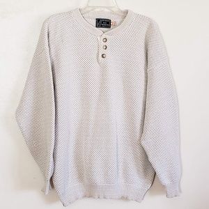 Peconic Bay Men's Sweater Cotton Button Ivory Lg L